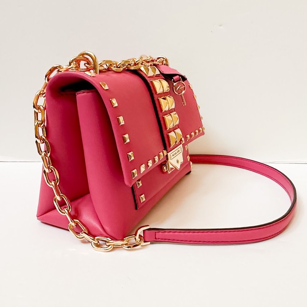 Michael Kors CECE Medium Flap Shoulder Crossbody Leather Bag French Pink - Picture 6 of 13